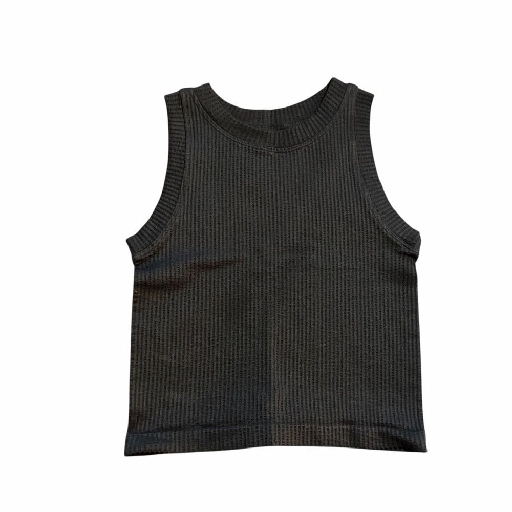 Aura Black Ribbed Tank Top